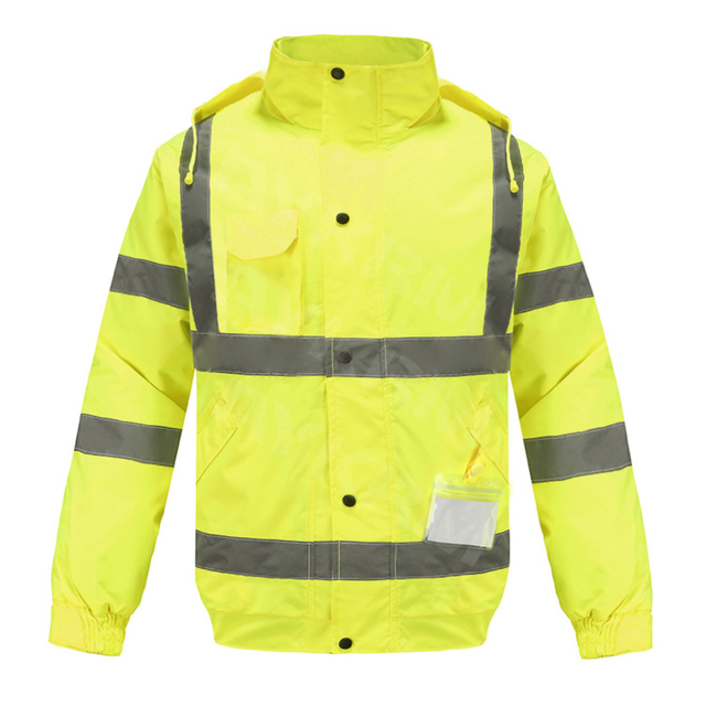  Aykrm Reflektierende Jacken mit hoher Sichtbarkeit f&uuml;r Herren, wasserdichte Sicherheitsjacke der Klasse 3 mit Taschen, gelbe Warnm&auml;ntel f&uuml;r Herren, Arbeits- und Baum&auml;ntel f&uuml;r kaltes Wetter (AC1-013)